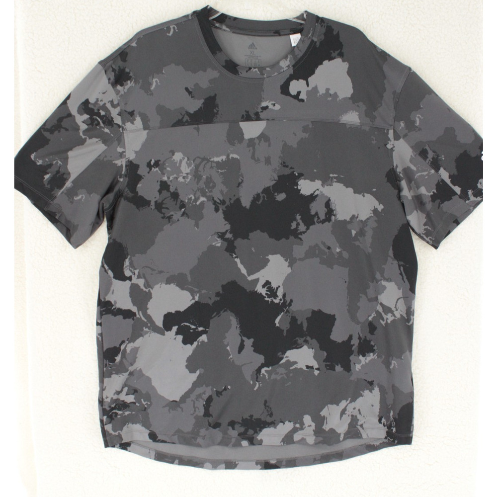 Adidas Performance Shirt Mens XL Gray Camo Short Sleeve Athleisure Aeroready